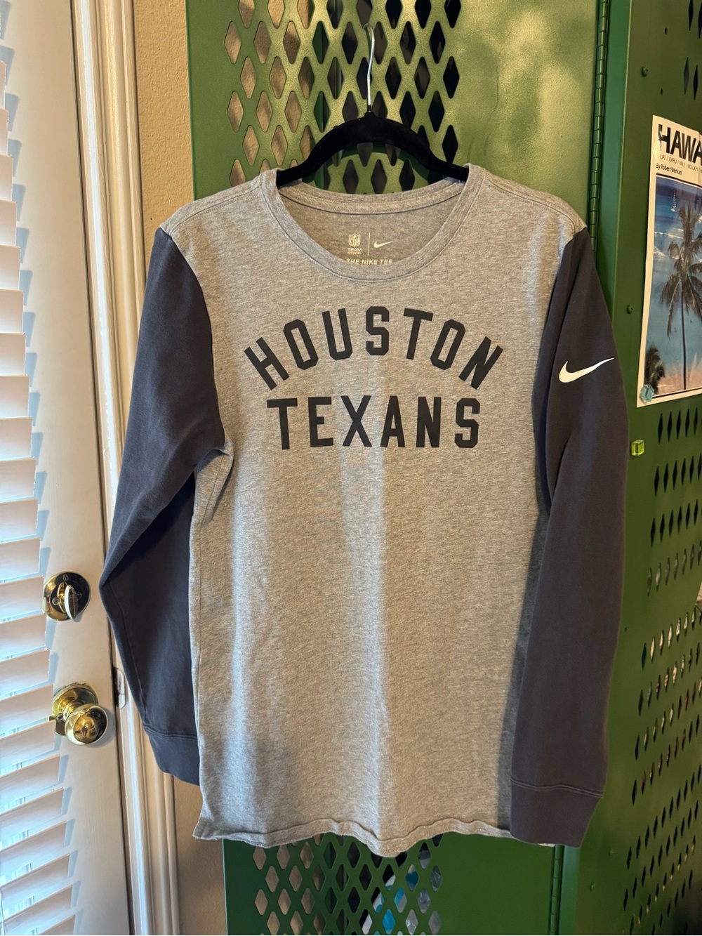 Nike Houston Texans Gray and Navy Crewneck (100% Cotton)